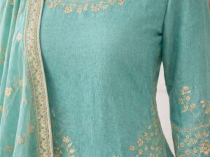 Pastel green embroidered Pakistani suit for women with dupatta