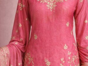 Premium designer pink kurti sharara set with zari and sequins embroidery for women