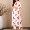 Women's Floral Printed Cotton Kurta Pant Set in Soft Cotton Fabric